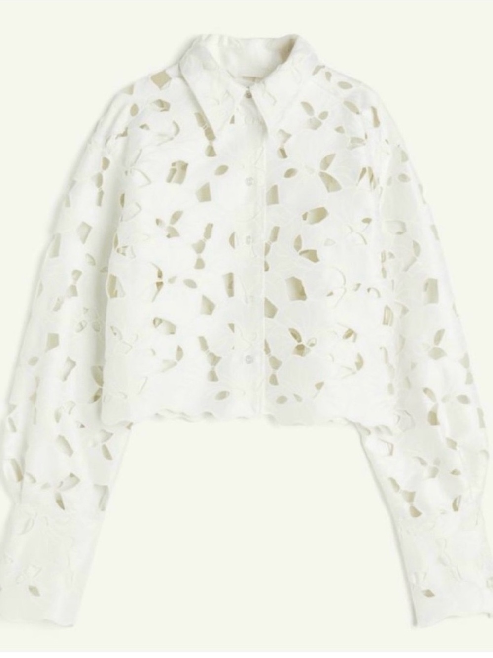 White Laser-Cut Button-Down Top - Picture 3 of 5